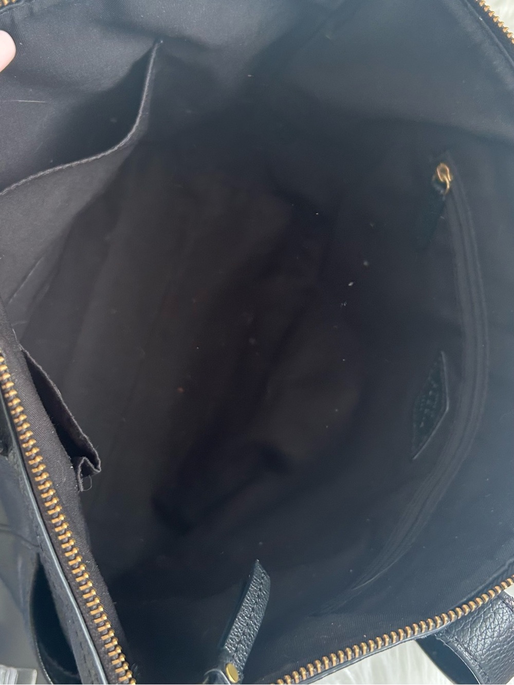 Fossil Black Leather Large Zip Top Tote Laptop Shoulder Bag Work bag - Picture 12 of 14